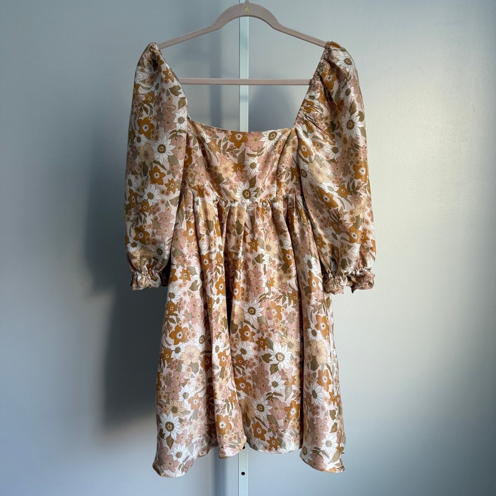 Anthro Storia Floral Mini‎ milkmaid cottagecore Puff Sleeve Babydoll Style Dress